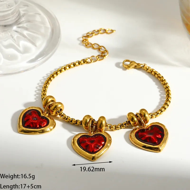 Brățară din oțel placat cu aur cu inimi - BR508