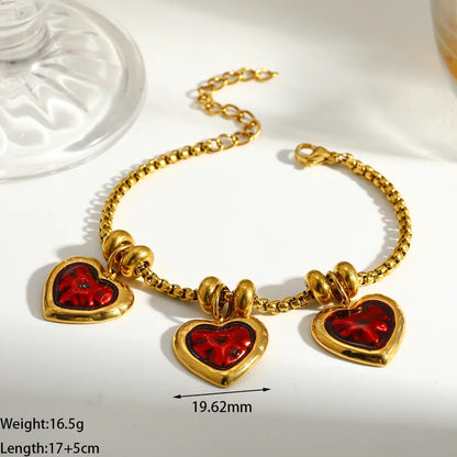 Brățară din oțel placat cu aur cu inimi - BR508