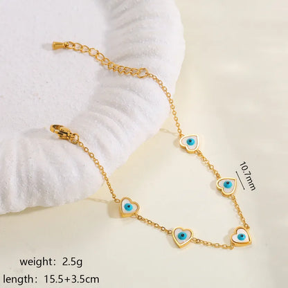 Brățară din oțel placat cu aur cu inimi și ochi-BR497