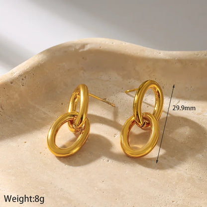 Cercei din oțel placat cu aur, dublu cerc-EA821