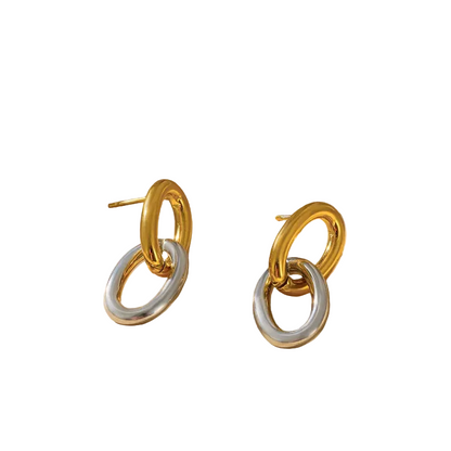 Cercei din oțel placat cu aur, dublu cerc-EA822