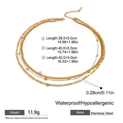 Κολιέ επιχρυσωμένο ατσάλι τριπλή αλυσίδα-NE013