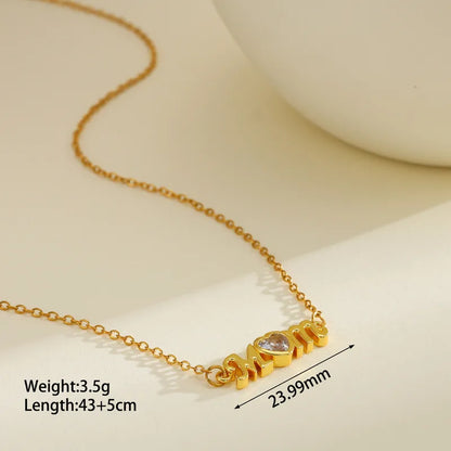 Κολιέ επιχρυσωμένο ατσάλι με zircon mom - NE783