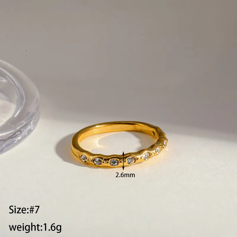 Δαχτυλίδι χρυσό ατσάλι βέρα με zircon - R203