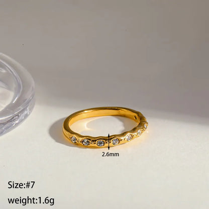 Δαχτυλίδι χρυσό ατσάλι βέρα με zircon - R203
