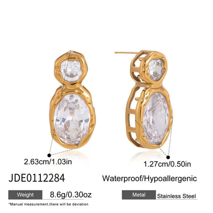 Σκουλαρίκια ατσάλινα με zircon - EA211