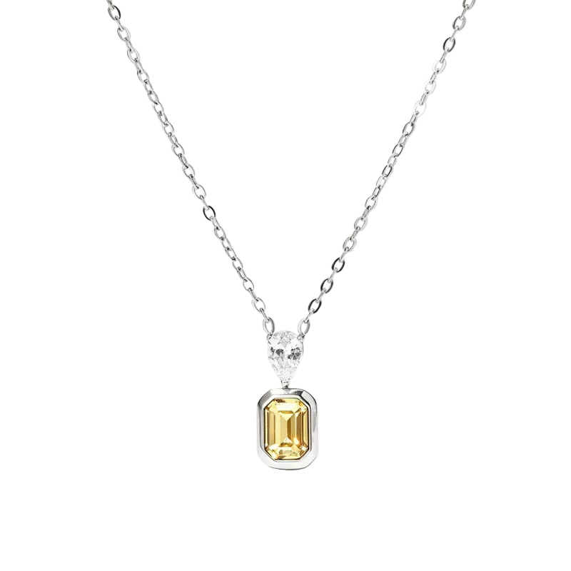 Κολιέ ατσάλινο με κίτρινο zircon - NE386