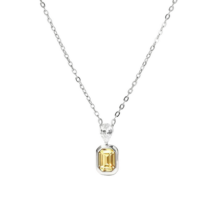Κολιέ ατσάλινο με κίτρινο zircon - NE386