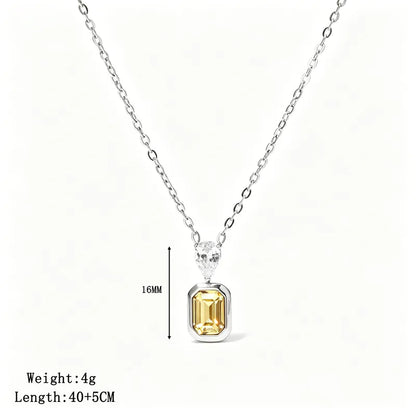 Κολιέ ατσάλινο με κίτρινο zircon - NE386