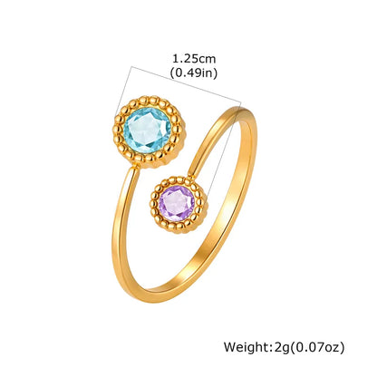 Δαχτυλίδι ατσάλι με μωβ και γαλάζιο zircon - R034