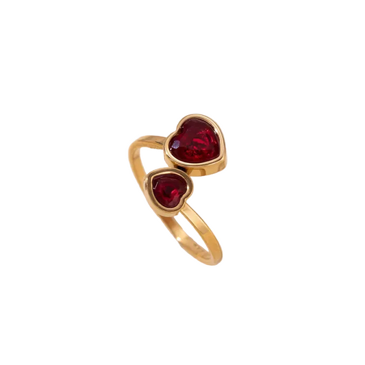 Δαχτυλίδι ατσάλι με κόκκινες καρδιές zircon - R210