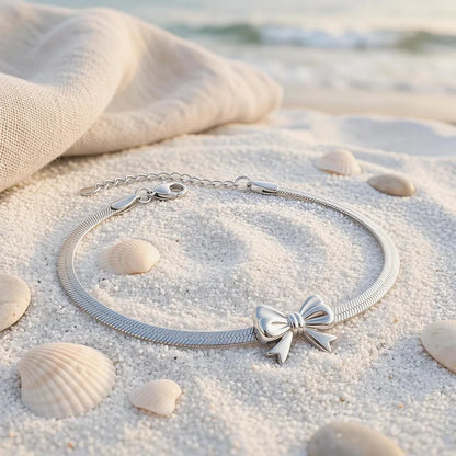 Brass anklet with gold bow - w002