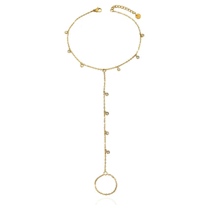 Foot ring bracelet steel with zircon - AN042