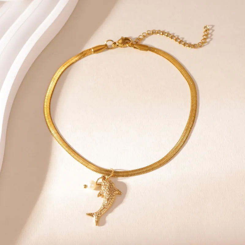 Steel leg bracelet with colorful zircon - AN039