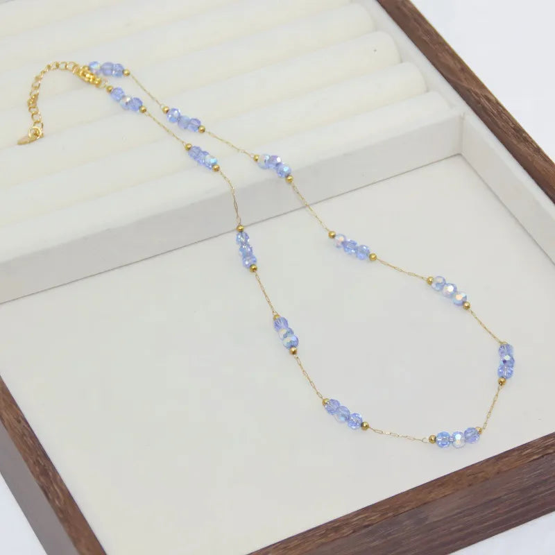 Steel necklace with pink zircon hearts - NE426