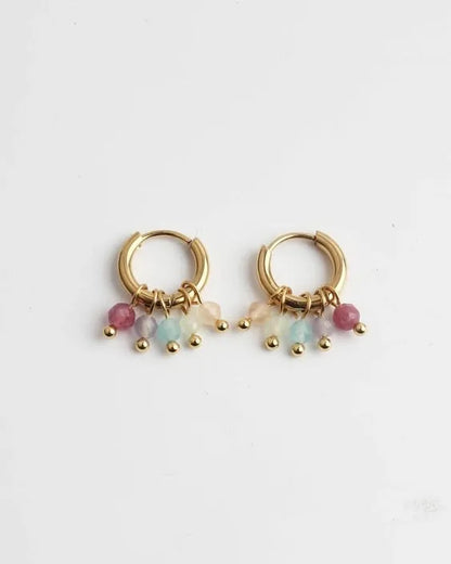 Steel shell earrings white with pearl - EA756