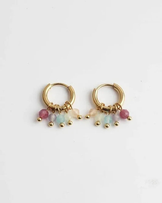 Steel shell earrings white with pearl - EA756