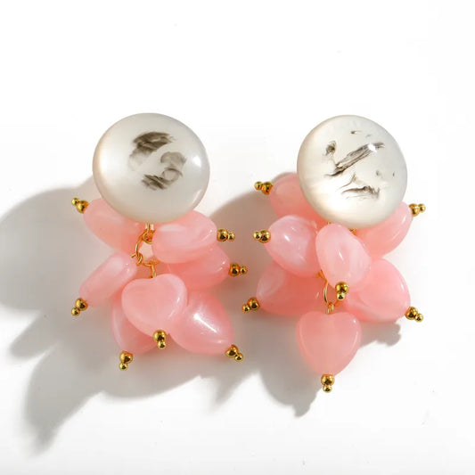 Steel shell earrings white with pearl - EA756
