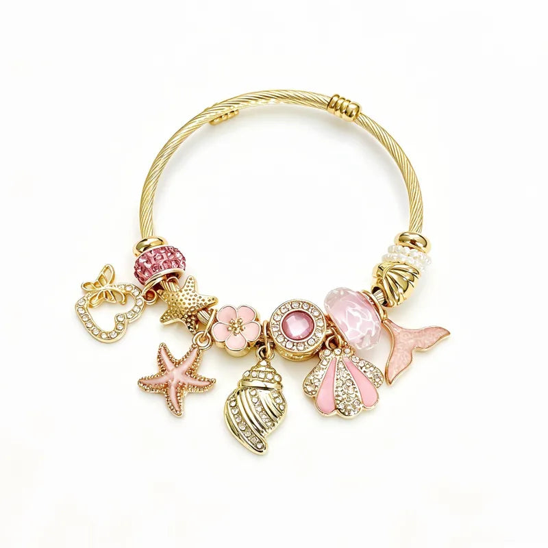 Stahlarmband mit weißen Blumen – BR255