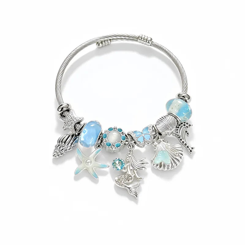 Stahlarmband mit weißen Blumen – BR255