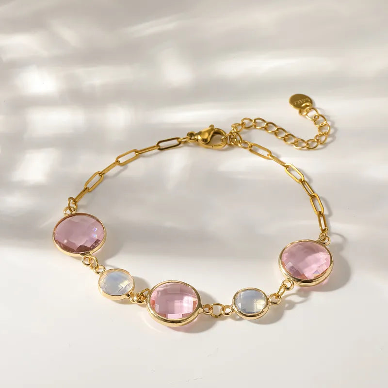 Pulsera de acero con flores blancas - BR255