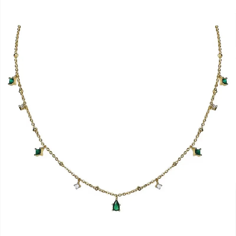 Necklace with blue beads and steel starfish - NE449