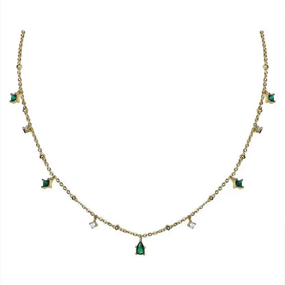 Necklace with blue beads and steel starfish - NE449