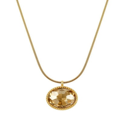 Halskette aus Stahlgold mit blauen Zirkonen – NE713