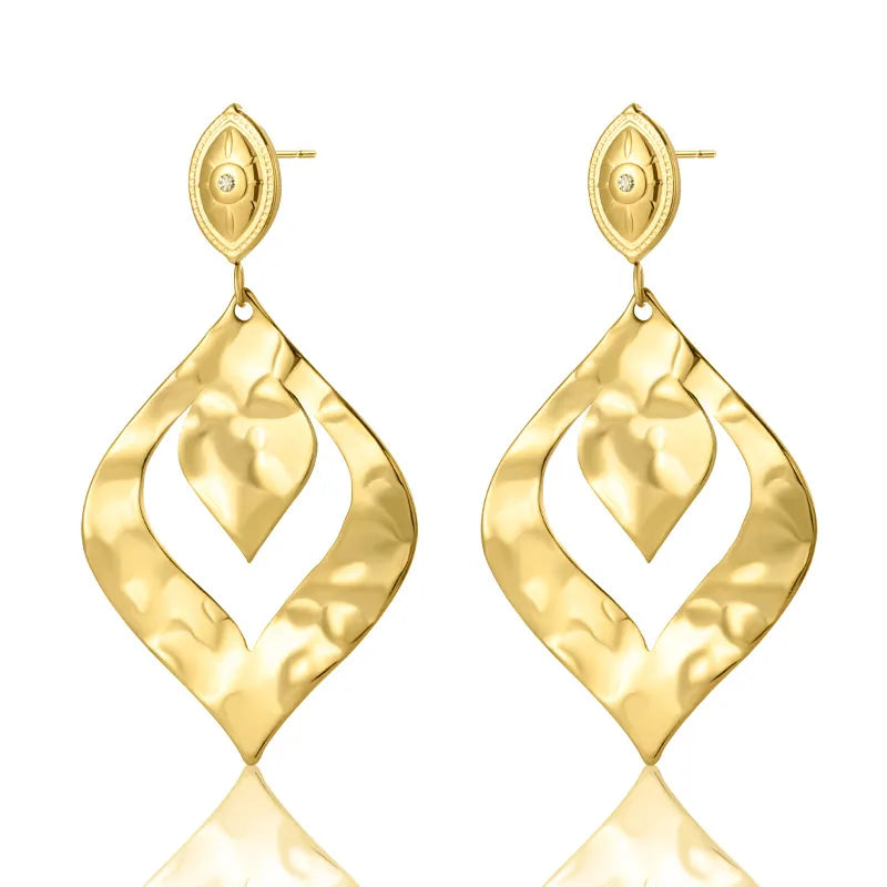 Boucles d'oreilles triple créoles acier doré- EA649