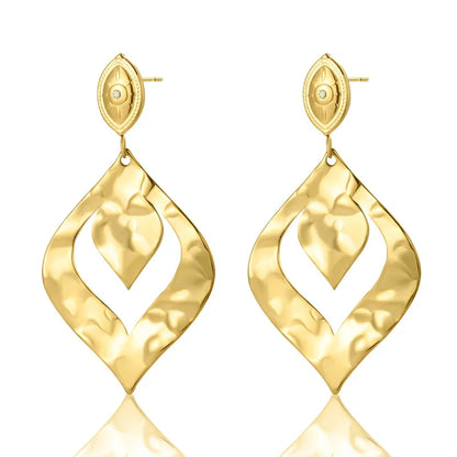 Boucles d'oreilles triple créoles acier doré- EA649