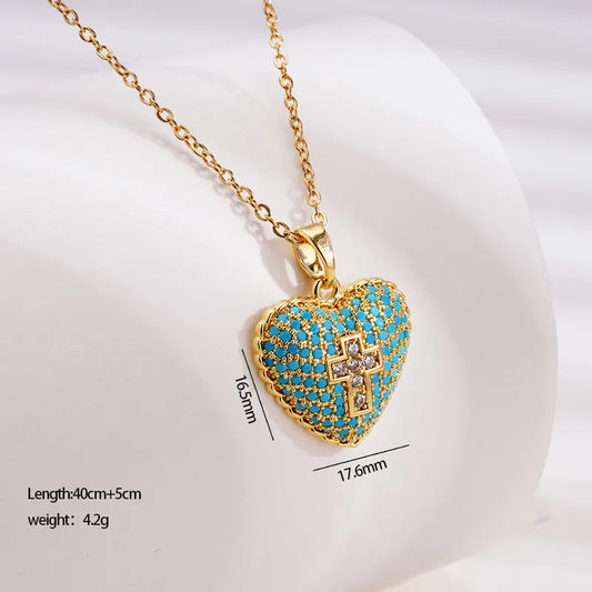 Collar de acero con corazón de resina sintética - NE596