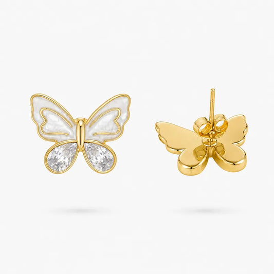 Pendientes estrella de mar de acero con piedras azules- EA681