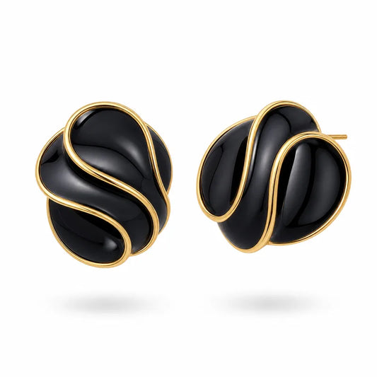 Pendientes estrella de mar de acero con piedras azules- EA681