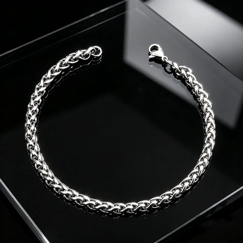 Bracelet chaîne argent acier - BR293