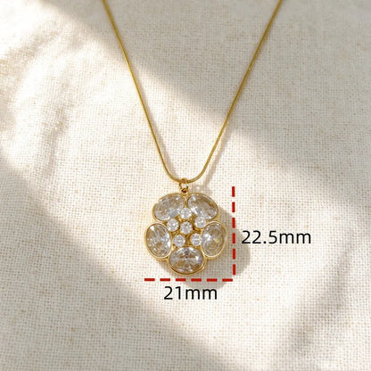 Collar de acero y oro con circonitas - NE699