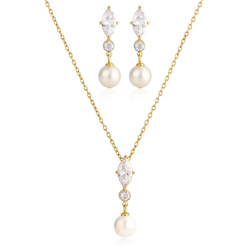 Pendientes collar de acero bañado en oro engastados con resina verde - SET039