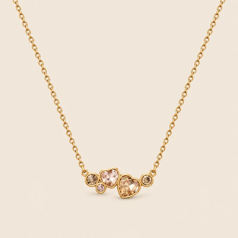 Collar de flores de acero con piedras verdes- NE672