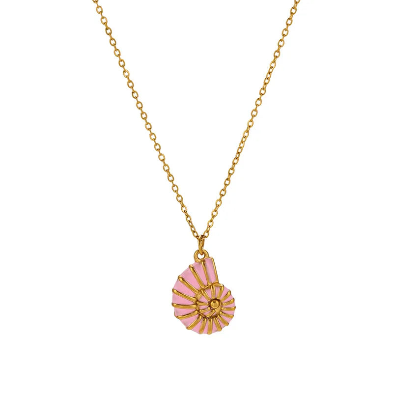 Collana in acciaio con cuori di zirconi rosa - NE426
