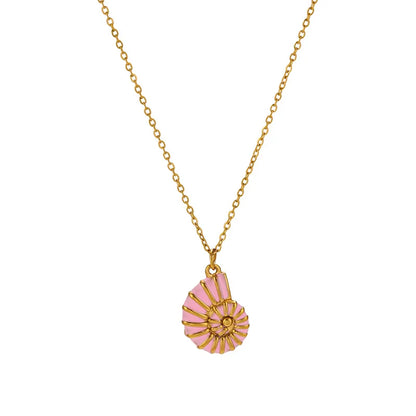 Collana in acciaio con cuori di zirconi rosa - NE426