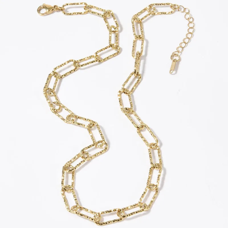 Κολιέ επιχρυσωμένο ατσάλι γυαλιστερή αλυσίδα-NE451