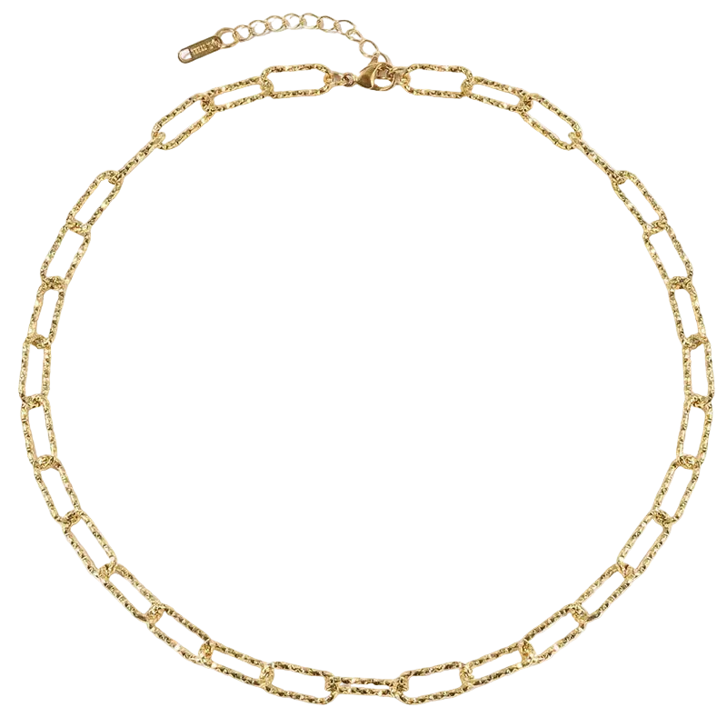 Κολιέ επιχρυσωμένο ατσάλι γυαλιστερή αλυσίδα-NE451