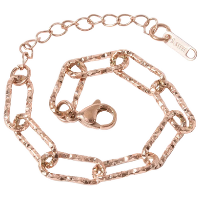 Βραχιόλι ροζ χρυσό ατσάλι αλυσίδα link-BR332