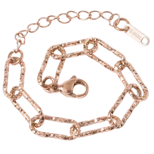 Βραχιόλι ροζ χρυσό ατσάλι αλυσίδα link-BR332