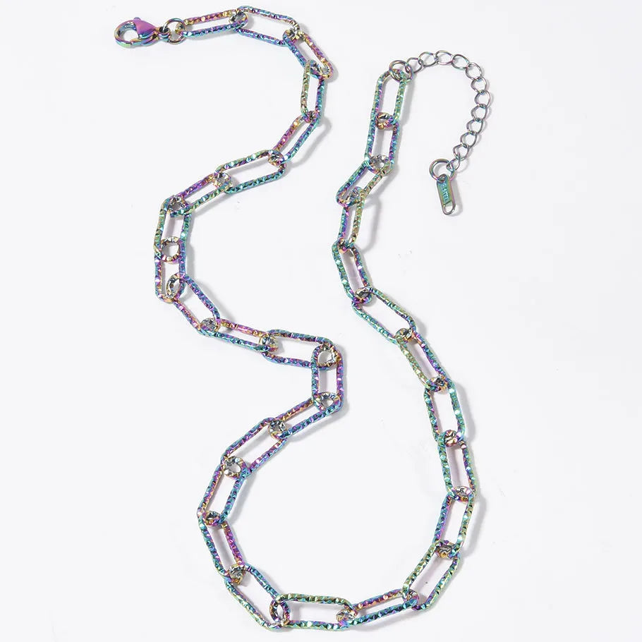 Κολιέ ατσάλι πολύχρωμη αλυσίδα-NE434