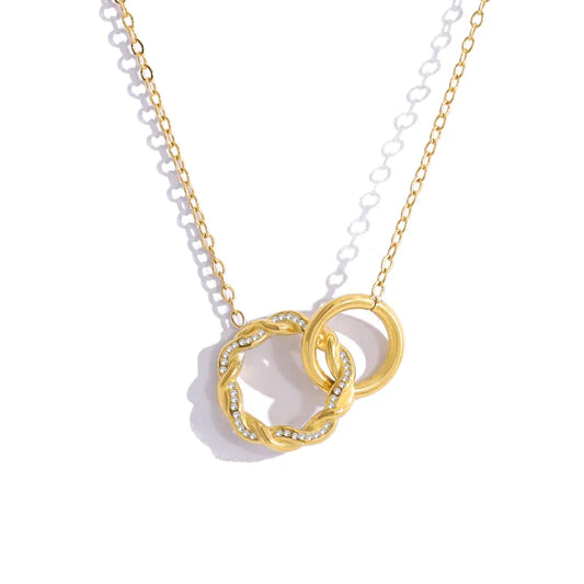 Σκουλαρίκια επιχρυσωμένο ατσάλι με βέρες και zircon-NE055