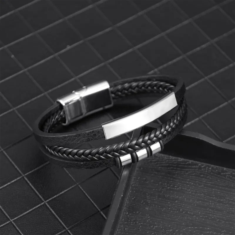 Bratara neagra cu otel-BR261