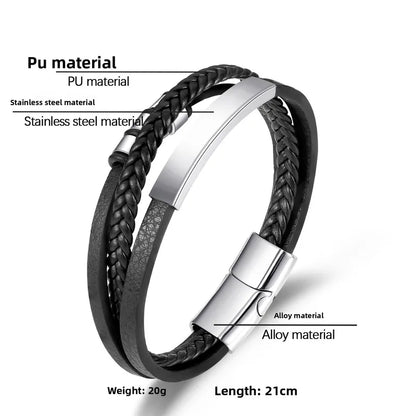 Bratara neagra cu otel-BR261