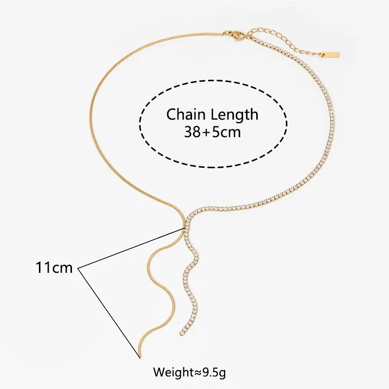 Κολιέ επιχρυσωμένο ατσάλι μισή πλευρά zircon-NE155