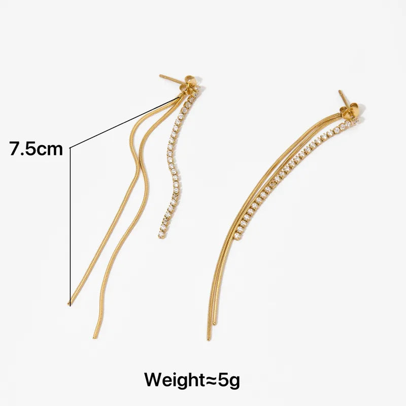 Σκουλαρίκια επιχρυσωμένο ατσάλι μακρυά με zircon-EA418