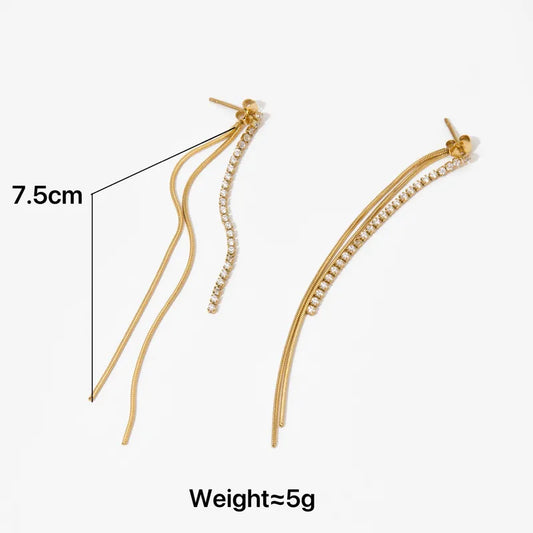 Σκουλαρίκια επιχρυσωμένο ατσάλι μακρυά με zircon-EA418